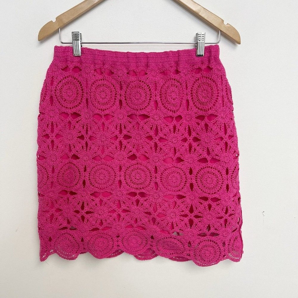 Caroline Constas Pink Crochet Top and Skirt Set - Picture 2 of 12